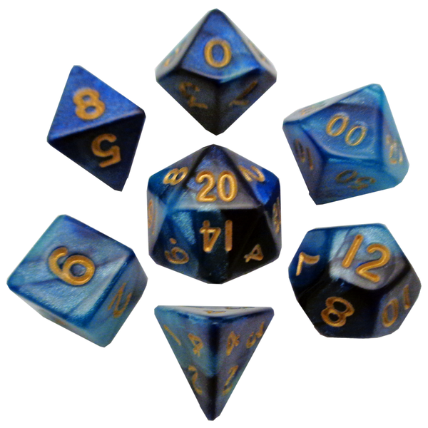 7-Die Set Combo: 10mm Dark Blue-Light Blue/Gold